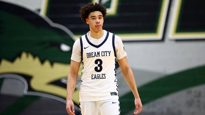Jan 2, 2026; Mesa, AZ, USA; Dream City (AZ) Christian Eagles guard Mateen Cleaves Jr. (3) against Dynamic Prep (TX) during the HoopHall West Tournament at Skyline High School. Mandatory Credit: Mark J. Rebilas-Imagn Images Jan 2, 2026; Mesa, AZ, USA; Dream City (AZ) Christian Eagles guard Mateen Cleaves Jr. (3) against Dynamic Prep (TX) during the HoopHall West Tournament at Skyline High School. Mandatory Credit: Mark J. Rebilas-Imagn Images