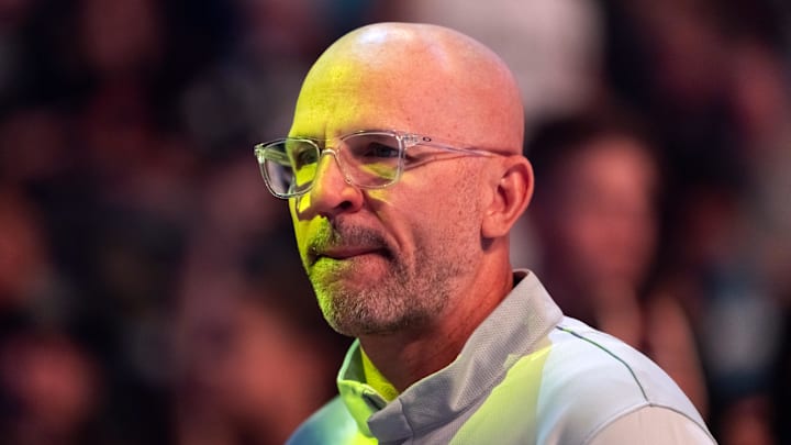 Apr 8, 2026; Phoenix, Arizona, USA; Dallas Mavericks head coach Jason Kidd against the Phoenix Suns at Mortgage Matchup Center. Mandatory Credit: Mark J. Rebilas-Imagn Images