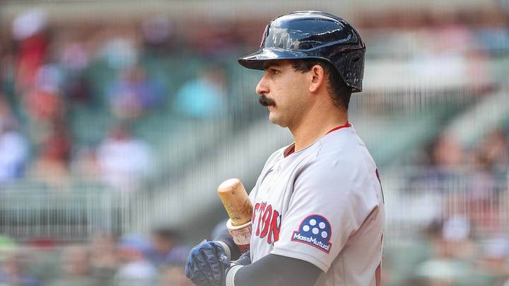 May 17, 2026; Cumberland, Georgia, USA; Boston Red Sox catcher Mickey Gasper (30) waits in the batters box during the game against the Atlanta Braves during the eighth inning at Truist Park. Mandatory Credit: Jordan Godfree-Imagn Images