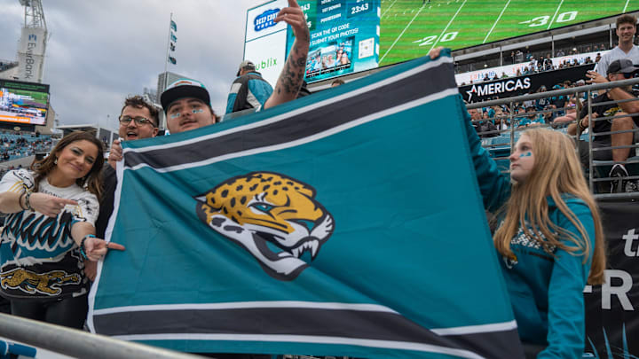 Jaguar fans show their support during the fourth quarter during an NFL football game at EverBank Stadium, Sunday, Dec. 14, 2025, in Jacksonville, Fla. The Jaguars defeated the Jets 48-20. [Doug Engle/Florida Times-Union]