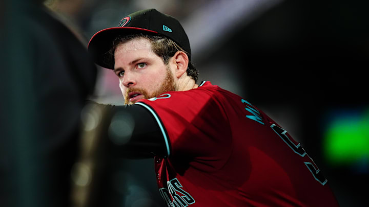 Sep 17, 2024; Denver, Colorado, USA; Arizona Diamondbacks starting pitcher Jordan Montgomery (52) in the dugout after being pulled in the fifth inning against the Colorado Rockies at Coors Field. Mandatory Credit: Ron Chenoy-Imagn Images