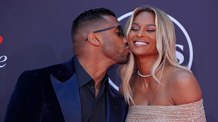 Jul 16, 2025; Los Angeles, CA, USA; Russell Wilson and Ciara on the red carpet before the ESPYS at The Dolby Theatre.