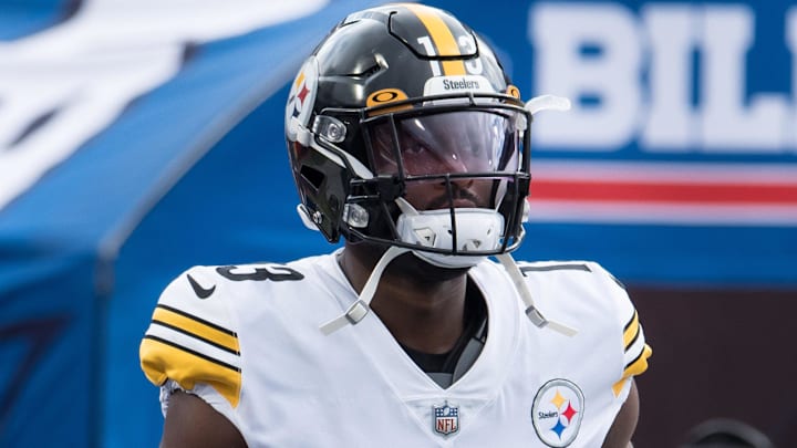 Oct 9, 2022; Orchard Park, New York, USA; Pittsburgh Steelers wide receiver Miles Boykin (13) enters