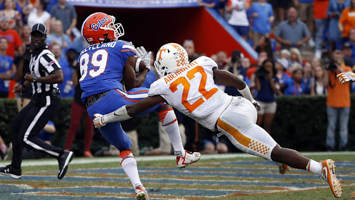Florida Gators wide receiver Tyrie Cleveland caught a Hail Mary to beat Tennessee in 2017.