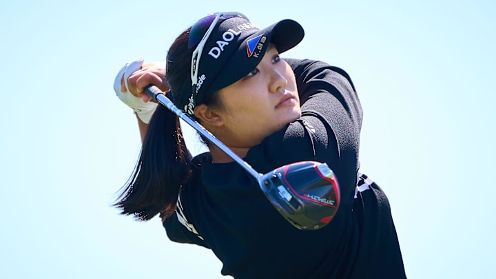 Hae Ran Ryu tees off on the first hole during the final round of the LPGA Drive On Championship on