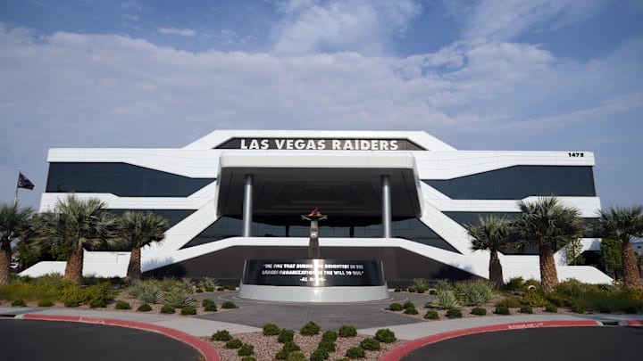 Jul 31, 2023; Henderson, NV, USA; A general overall view of the Las Vegas Raiders headquarters and training facility at the Intermountain Health Performance Center. Mandatory Credit: Kirby Lee-Imagn Images Jul 31, 2023; Henderson, NV, USA; A general overall view of the Las Vegas Raiders headquarters and training facility at the Intermountain Health Performance Center. Mandatory Credit: Kirby Lee-Imagn Images