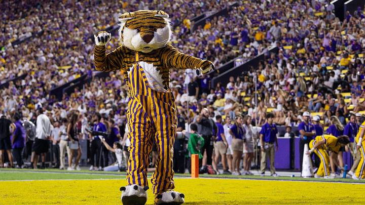 Sep 28, 2024; Baton Rouge, Louisiana, USA; LSU Tigers mascot Mike the Tiger performs during the second quarter against the South Alabama Jaguars at Tiger Stadium. Mandatory Credit: Stephen Lew-Imagn Images Sep 28, 2024; Baton Rouge, Louisiana, USA; LSU Tigers mascot Mike the Tiger performs during the second quarter against the South Alabama Jaguars at Tiger Stadium. Mandatory Credit: Stephen Lew-Imagn Images