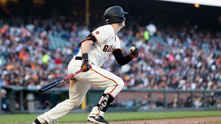 Apr 23, 2023; San Francisco, California, USA;  San Francisco Giants left fielder Mike Yastrzemski