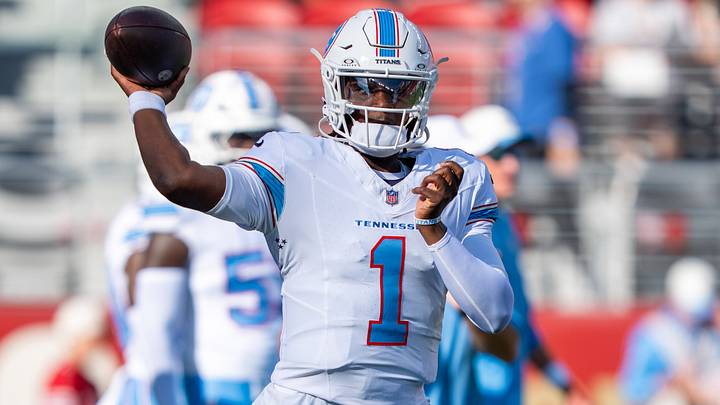 August 13, 2026; Santa Clara, California, USA; Tennessee Titans quarterback Cam Ward (1) warms up before the game against the San Francisco 49ers at Levi's Stadium. Mandatory Credit: Kyle Terada-Imagn Images August 13, 2026; Santa Clara, California, USA; Tennessee Titans quarterback Cam Ward (1) warms up before the game against the San Francisco 49ers at Levi's Stadium. Mandatory Credit: Kyle Terada-Imagn Images