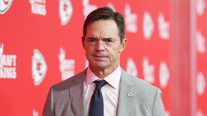 Kansas City Chiefs president Mark Donovan arrives prior to a game against the Cincinnati Bengals at GEHA Field at Arrowhead Stadium. 