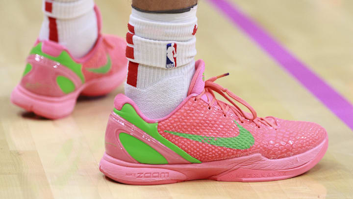 Washington Wizards guard Colby Jones wears the Nike Kobe 6 Protro in an unreleased colorway. Washington Wizards guard Colby Jones wears the Nike Kobe 6 Protro in an unreleased colorway.