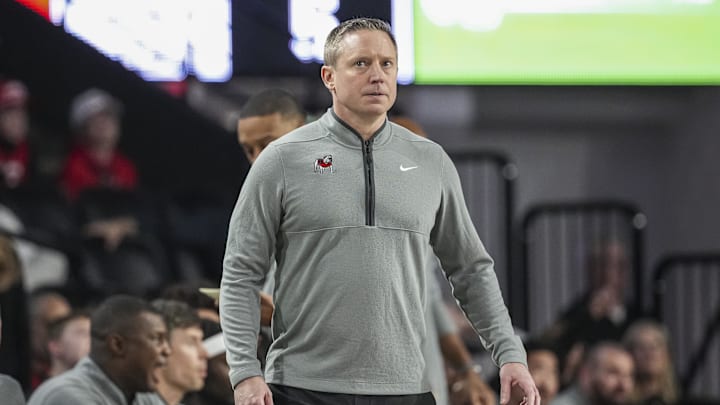 Mar 3, 2026; Athens, Georgia, USA; Georgia Bulldogs head coach Mike White shown on the sideline against the Alabama Crimson Tide at Stegeman Coliseum. Mandatory Credit: Dale Zanine-Imagn Images Mar 3, 2026; Athens, Georgia, USA; Georgia Bulldogs head coach Mike White shown on the sideline against the Alabama Crimson Tide at Stegeman Coliseum. Mandatory Credit: Dale Zanine-Imagn Images