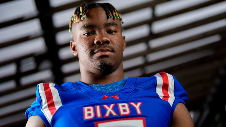 Bixby football player Braeden Presley poses for The Oklahoman's Super 30 feature in Tulsa, Okla.,Thursday, June 12, 2025. Bixby football player Braeden Presley poses for The Oklahoman's Super 30 feature in Tulsa, Okla.,Thursday, June 12, 2025.