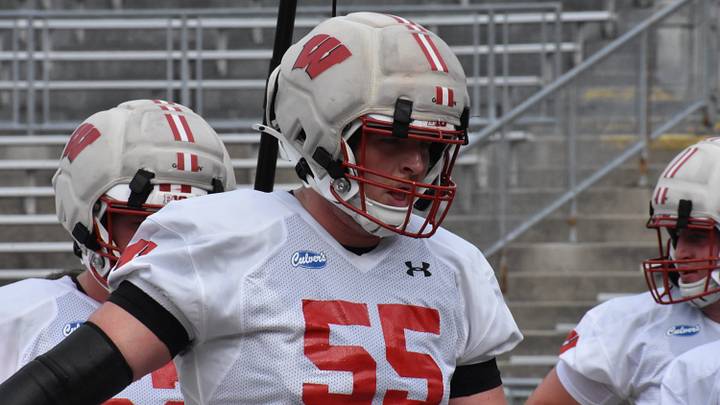 Wisconsin right tackle Kevin Heywood. Wisconsin right tackle Kevin Heywood.