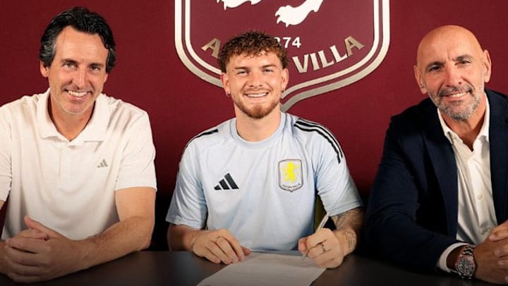 Harvey Elliott (middle) joins Aston Villa in the same window as Jadon Sancho.