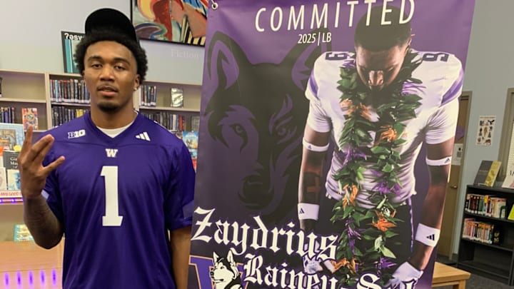 Zaydrius Rainey-Sale on sign day with the UW. Zaydrius Rainey-Sale on sign day with the UW.