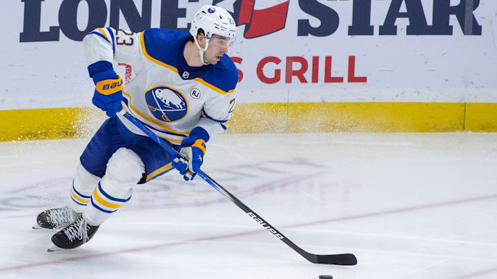 Dec 31 2023; Ottawa, Ontario, CAN; Buffalo Sabres defenseman Mattias Samuelsson (23) skates with the