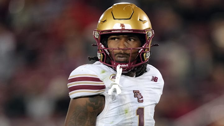 Sep 13, 2025; Stanford, California, USA; Boston College Eagles linebacker Daveon Crouch (1) during the third quarter against the Stanford Cardinal at Stanford Stadium. Mandatory Credit: Darren Yamashita-Imagn Images Sep 13, 2025; Stanford, California, USA; Boston College Eagles linebacker Daveon Crouch (1) during the third quarter against the Stanford Cardinal at Stanford Stadium. Mandatory Credit: Darren Yamashita-Imagn Images