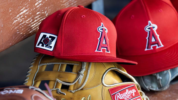 Detailed view of the Los Angeles Angels logo 