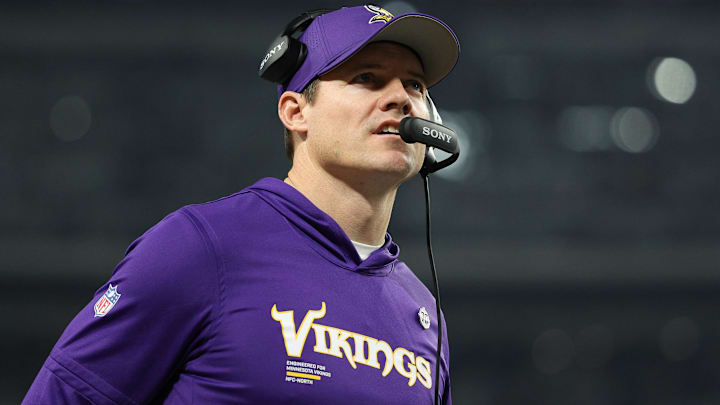 Minnesota Vikings head coach Kevin O'Connell looks on in the second quarter against the Detroit Lions. Minnesota Vikings head coach Kevin O'Connell looks on in the second quarter against the Detroit Lions.