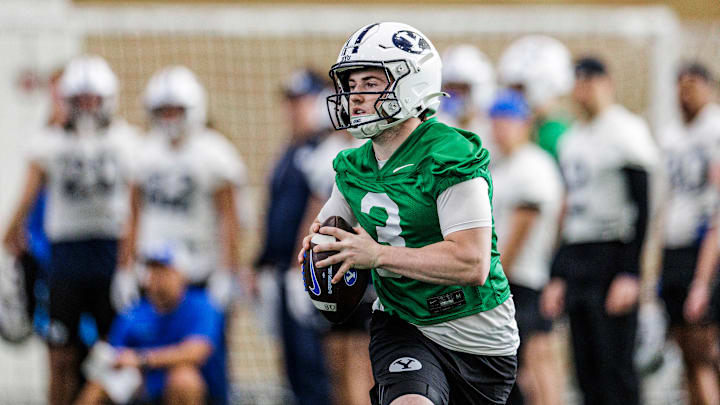 BYU quarterback McCae Hillstead at BYU Spring camp