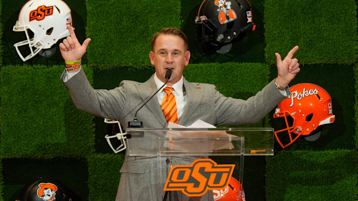 Oklahoma State University (OSU) introduces the new head football coach, Eric Morris, during a rally in Stillwater on Monday, Dec. 8, 2025.