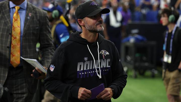 Sep 13, 2026; Indianapolis, Indiana, USA;  Baltimore Ravens head coach Jesse Minter comes off the field after the game against the Indianapolis Colts at Lucas Oil Stadium.  Mandatory Credit: Trevor Ruszkowski-Imagn Images