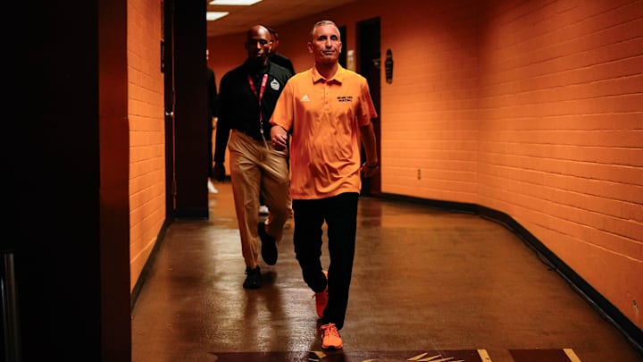 Mar 8, 2025; Tempe, Arizona, USA; Arizona State Sun Devils head coach Bobby Hurley walks through the tunnel to start the second half at Desert Financial Arena. Mandatory Credit: Arianna Grainey-Imagn Images