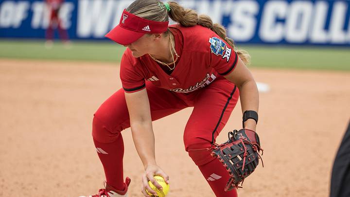 May 30, 2026; Oklahoma City, OK, USA; Texas Tech Red Raiders infielder Jackie Lis (00) steps on first for and out in the fifth inning against the Tennessee Lady Volunteers during the NCAA Women’s College World Series at Devon Park. Mandatory Credit: Brett Rojo-Imagn Images May 30, 2026; Oklahoma City, OK, USA; Texas Tech Red Raiders infielder Jackie Lis (00) steps on first for and out in the fifth inning against the Tennessee Lady Volunteers during the NCAA Women’s College World Series at Devon Park. Mandatory Credit: Brett Rojo-Imagn Images