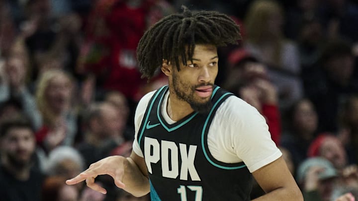Jan 22, 2026; Portland, Oregon, USA; Portland Trail Blazers guard Shaedon Sharpe (17) celebrates scoring a three point basket during the second half against the Miami Heat at Moda Center. Mandatory Credit: Troy Wayrynen-Imagn Images Jan 22, 2026; Portland, Oregon, USA; Portland Trail Blazers guard Shaedon Sharpe (17) celebrates scoring a three point basket during the second half against the Miami Heat at Moda Center. Mandatory Credit: Troy Wayrynen-Imagn Images