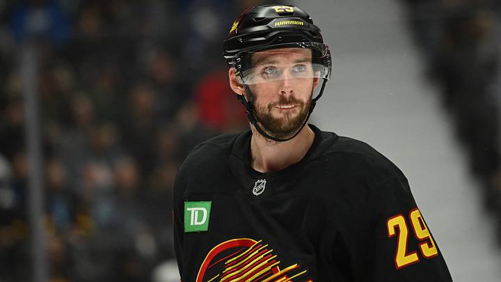 Mar 21, 2026; Vancouver, British Columbia, CAN; Vancouver Canucks defenseman Marcus Pettersson (29) awaits the start of play against St. Louis Blues during the first period at Rogers Arena. Mandatory Credit: Simon Fearn-Imagn Images Mar 21, 2026; Vancouver, British Columbia, CAN; Vancouver Canucks defenseman Marcus Pettersson (29) awaits the start of play against St. Louis Blues during the first period at Rogers Arena. Mandatory Credit: Simon Fearn-Imagn Images