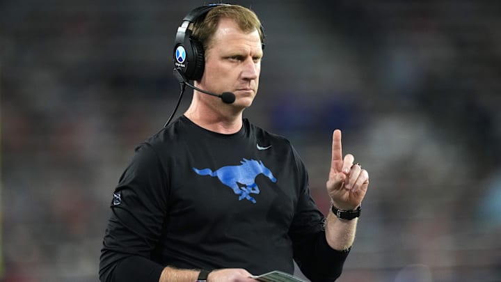 SMU Mustangs head coach Rhett Lashlee. Mandatory Credit: Kirby Lee-Imagn Images