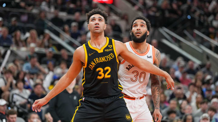 Mar 31, 2024; San Antonio, Texas, USA; Golden State Warriors forward Trayce Jackson-Davis (32) Mar 31, 2024; San Antonio, Texas, USA; Golden State Warriors forward Trayce Jackson-Davis (32)