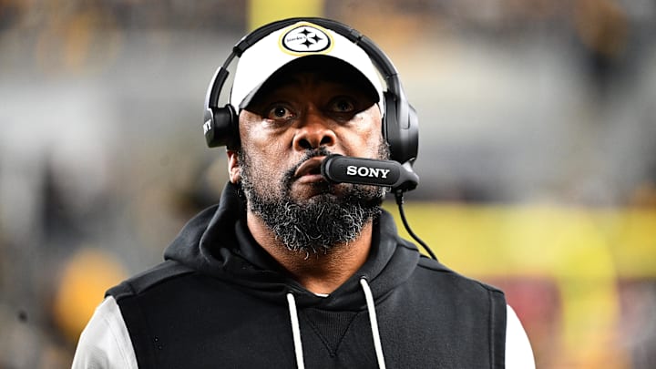 Jan 12, 2026; Pittsburgh, PA, USA; Pittsburgh Steelers head coach Mike Tomlin before an AFC Wild Card Round game against the Houston Texans at Acrisure Stadium. Mandatory Credit: Barry Reeger-Imagn Images