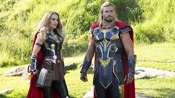 Natalie Portman and Chris Hemsworth in 'Thor: Love and Thunder' (2022).