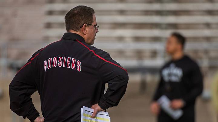 Indiana Head Coach Curt Cignetti during spring football practice at Memorial Stadium on Thursday, April 2, 2026.
