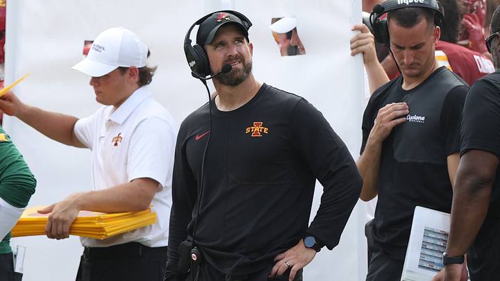 Sep 5, 2026; Ames, Iowa, USA; Iowa State Cyclones head coach Jimmy Rogers watches his team play the Southeast Missouri State Redhawks at Jack Trice Stadium. Mandatory Credit: Reese Strickland-Imagn Images Sep 5, 2026; Ames, Iowa, USA; Iowa State Cyclones head coach Jimmy Rogers watches his team play the Southeast Missouri State Redhawks at Jack Trice Stadium. Mandatory Credit: Reese Strickland-Imagn Images