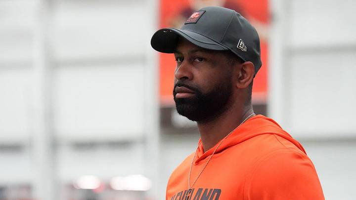 General manager Andrew Berry watches the Browns OTA camp in Berea on May 20, 2026. General manager Andrew Berry watches the Browns OTA camp in Berea on May 20, 2026.