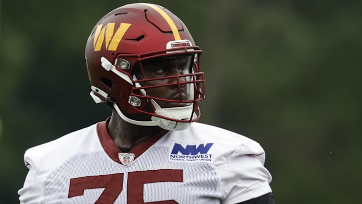 Washington Commanders guard Chris Paul (75) Mandatory Credit: Geoff Burke-Imagn Images Washington Commanders guard Chris Paul (75) Mandatory Credit: Geoff Burke-Imagn Images