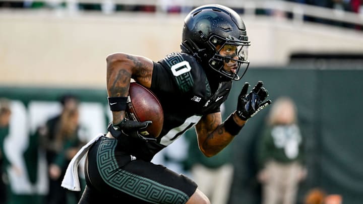 Michigan State's Alante Brown returns a kick against Indiana during the second quarter on Saturday, Nov. 2, 2024, at Spartan Stadium in East Lansing.