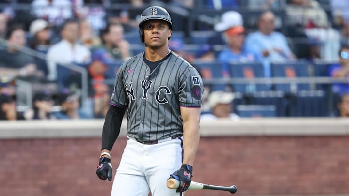 Sep 20, 2025; New York City, New York, USA; New York Mets right fielder Juan Soto (22) walks back to the dugout after striking out to end the eighth inning against the Washington Nationals at Citi Field. Mandatory Credit: Wendell Cruz-Imagn Images Sep 20, 2025; New York City, New York, USA; New York Mets right fielder Juan Soto (22) walks back to the dugout after striking out to end the eighth inning against the Washington Nationals at Citi Field. Mandatory Credit: Wendell Cruz-Imagn Images