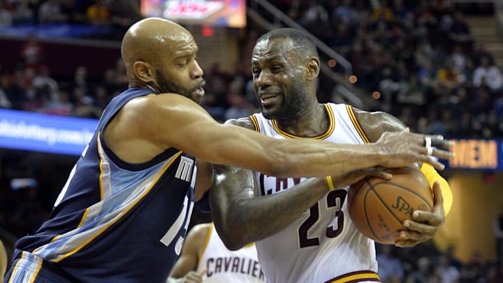 Mar 7, 2016; Cleveland, OH, USA; Cleveland Cavaliers forward LeBron James (23) drives against Memphis Grizzlies guard Vince Carter (15) in the third quarter at Quicken Loans Arena. Mandatory Credit: David Richard-Imagn Images Mar 7, 2016; Cleveland, OH, USA; Cleveland Cavaliers forward LeBron James (23) drives against Memphis Grizzlies guard Vince Carter (15) in the third quarter at Quicken Loans Arena. Mandatory Credit: David Richard-Imagn Images