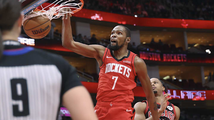 Houston Rockets forward Kevin Durant is a great prop target on Sunday.