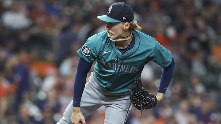 Seattle Mariners starting pitcher Bryce Miller throws during a game against the Houston Astros on Sept. 23 at Minute Maid Park.