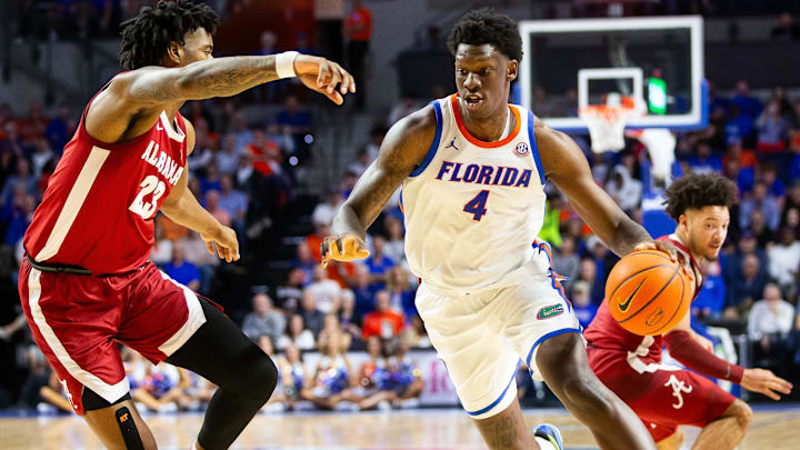 Florida Gators forward Tyrese Samuel (4) drives to the basket during the first half. The Florida men   s basketball team hosted the Alabama Crimson Tied at Exactech Arena at the Stephen C. O   Connell Center in Gainesville, FL on Tuesday, March 5, 2024. [Doug Engle/Ocala Star Banner]