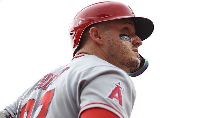 Jun 14, 2025; Baltimore, Maryland, USA; Los Angeles Angels outfielder Mike Trout. Mandatory Credit: Daniel Kucin Jr.-Imagn Images Jun 14, 2025; Baltimore, Maryland, USA; Los Angeles Angels outfielder Mike Trout. Mandatory Credit: Daniel Kucin Jr.-Imagn Images
