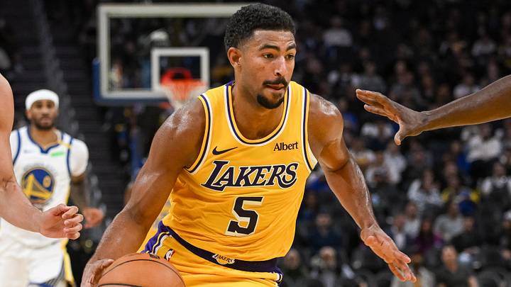 Oct 6, 2026; San Francisco, California, USA; Los Angeles Lakers guard Quentin Grimes (5) drives to the basket against the Golden State Warriors during the second quarter at Chase Center. Mandatory Credit: Ed Szczepanski-Imagn Images Oct 6, 2026; San Francisco, California, USA; Los Angeles Lakers guard Quentin Grimes (5) drives to the basket against the Golden State Warriors during the second quarter at Chase Center. Mandatory Credit: Ed Szczepanski-Imagn Images
