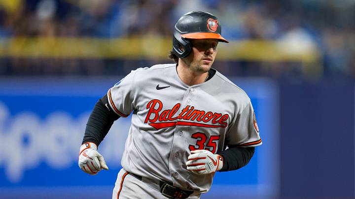 May 18, 2026; St. Petersburg, Florida, USA; Baltimore Orioles catcher Adley Rutschman (35) runs the bases after hitting a home run against the Tampa Bay Rays in the seventh inning at Tropicana Field. Mandatory Credit: Nathan Ray Seebeck-Imagn Images May 18, 2026; St. Petersburg, Florida, USA; Baltimore Orioles catcher Adley Rutschman (35) runs the bases after hitting a home run against the Tampa Bay Rays in the seventh inning at Tropicana Field. Mandatory Credit: Nathan Ray Seebeck-Imagn Images
