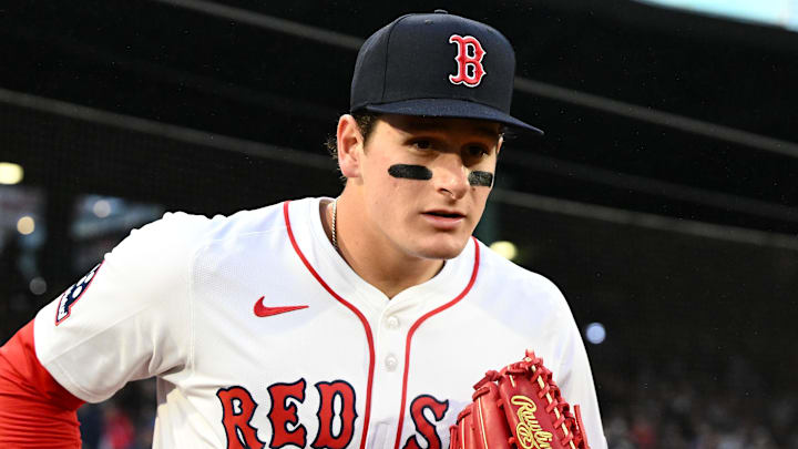 Boston Red Sox right fielder Anthony runs onto the field during his MLB debut at Fenway Park
