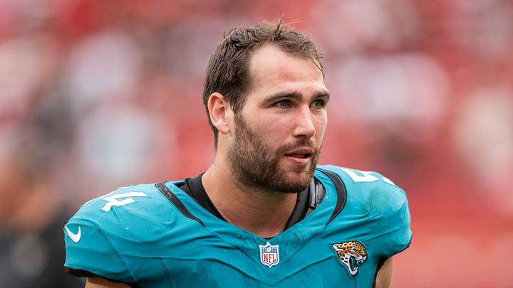 September 28, 2025; Santa Clara, California, USA; Jacksonville Jaguars linebacker Jack Kiser (54) after the game against the San Francisco 49ers at Levi's Stadium. Mandatory Credit: Kyle Terada-Imagn Images